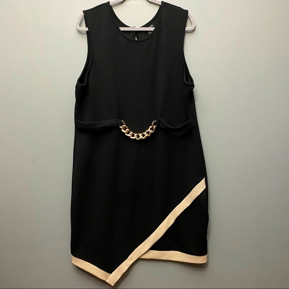 Rouge Collection black dress w/ tan 2” hem